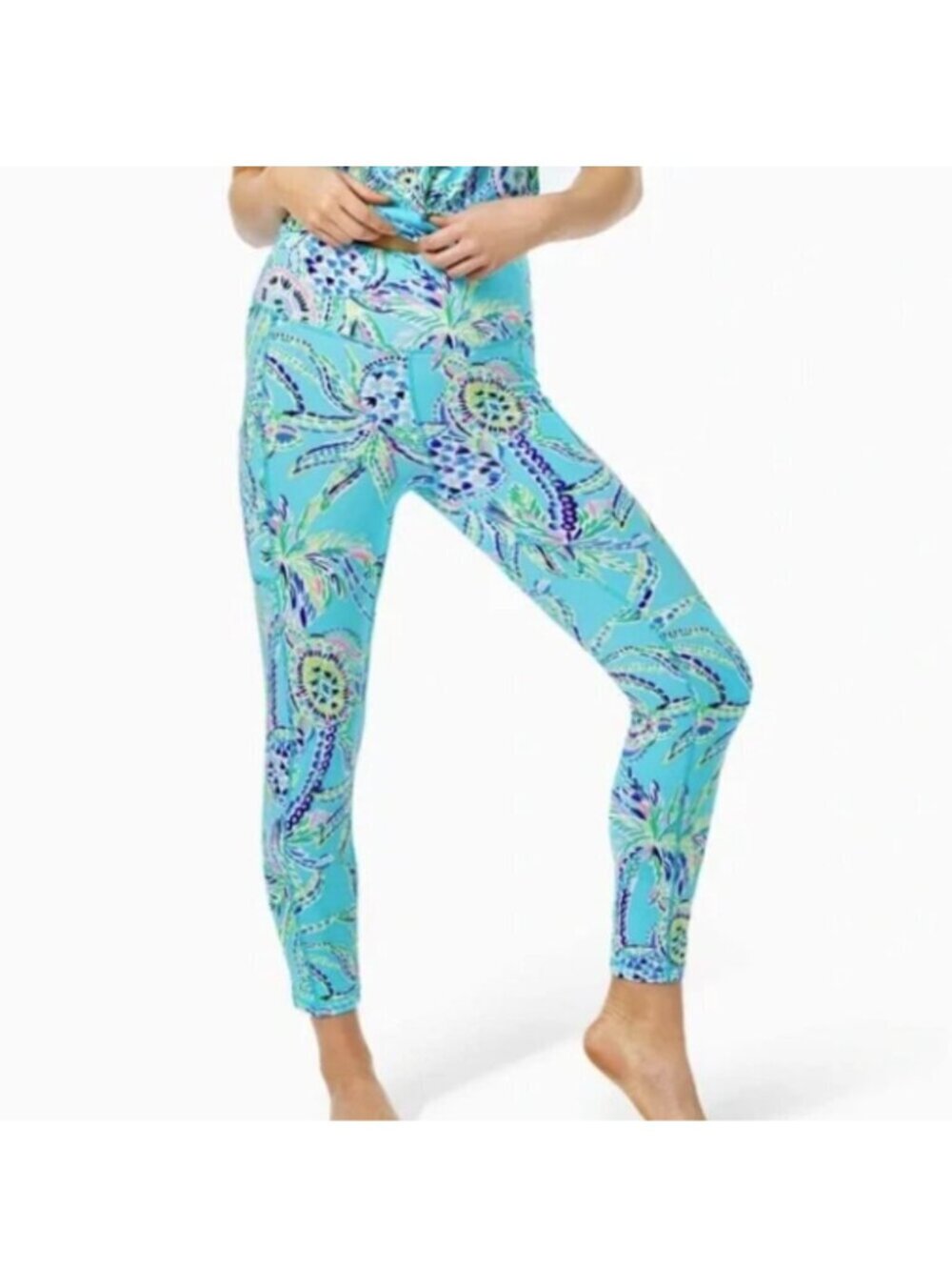 Lilly Pulitzer Luxletic Weekender Legging Pant Bermuda Blue Turtle XS